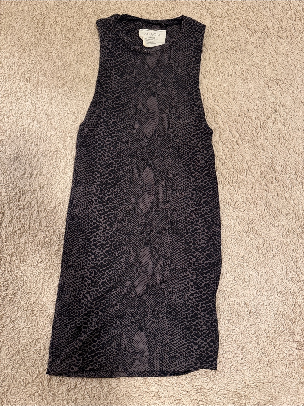 acacia swimwear Black Snake-Print Midi Sleeveless Dress